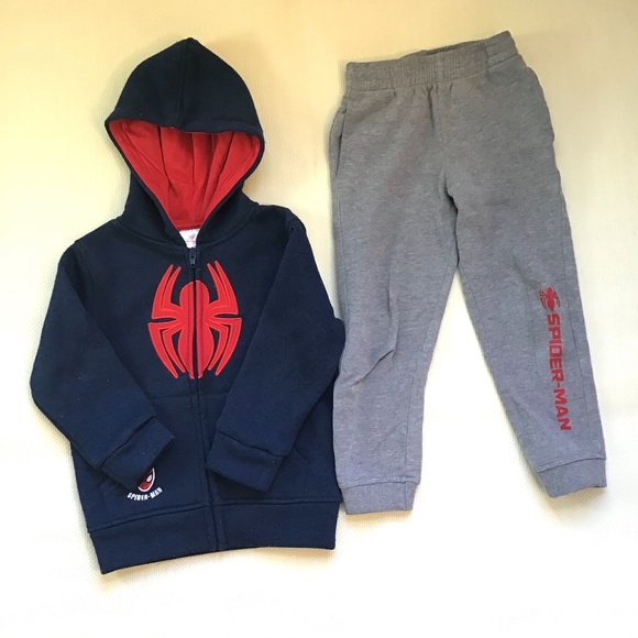 Marvel Matching Sets | Boys Spider-Man Hoodie Sweatpants Set Size 4 | Color: Blue/Gray | Size: 4b | Cozycomfychic's Closet